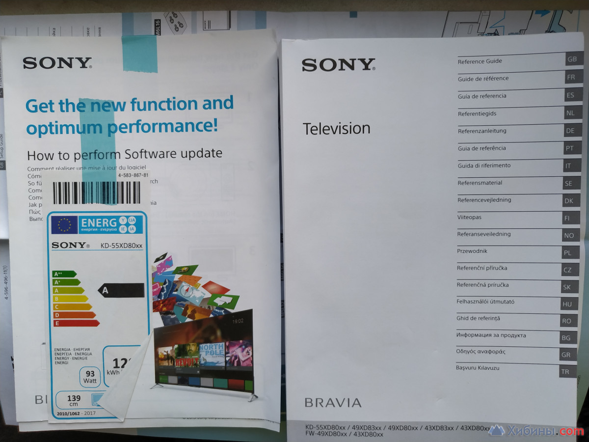 Инструкция от телевизора Sony Bravia 55