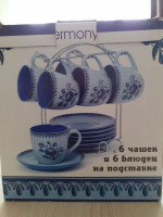 Объявление Продам новый чайный набор из 6 чашек на подставке