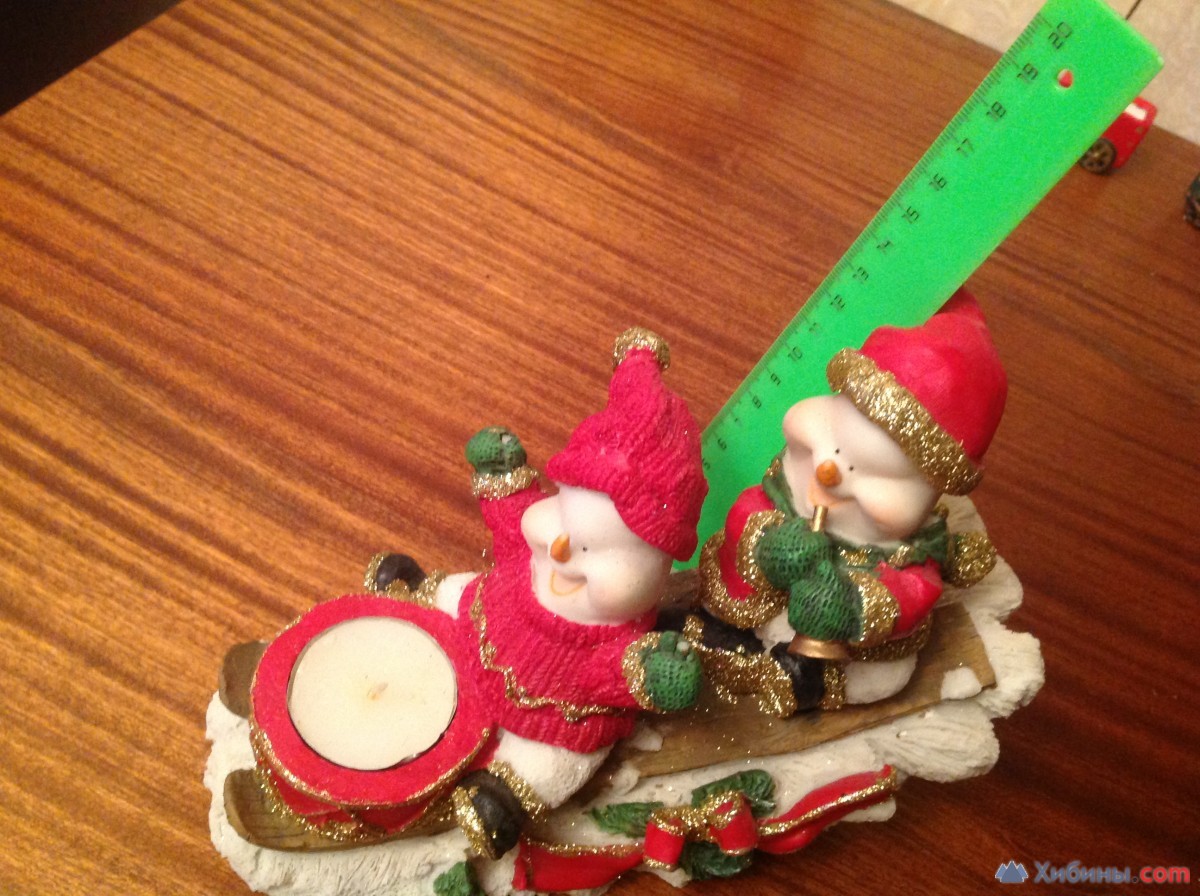 Весёлые снеговики со свечой керамика