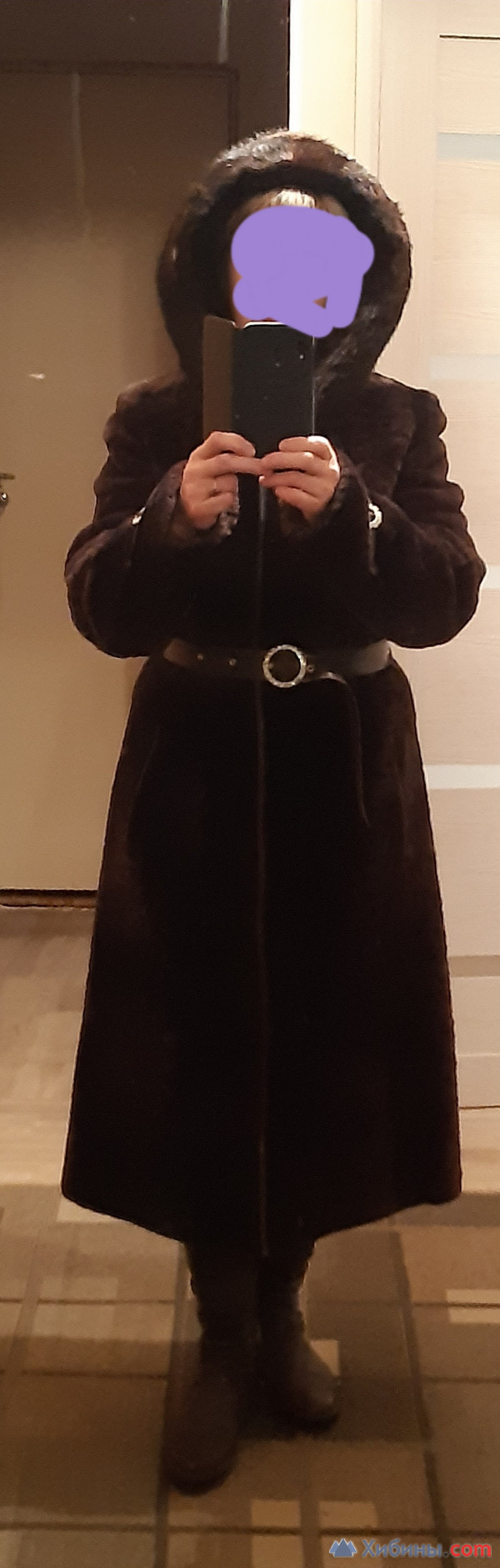 Мутоновая шуба-пальто